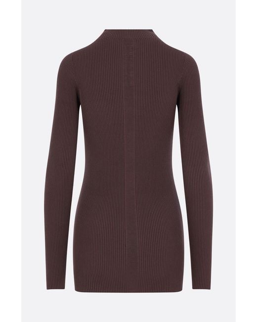 Rick Owens Purple Turtleneck Knitted Pullover