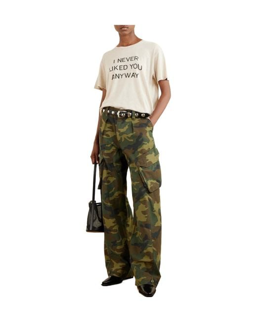 R13 Green Printed Cotton-Canvas Barrel-Leg Cargo Pants