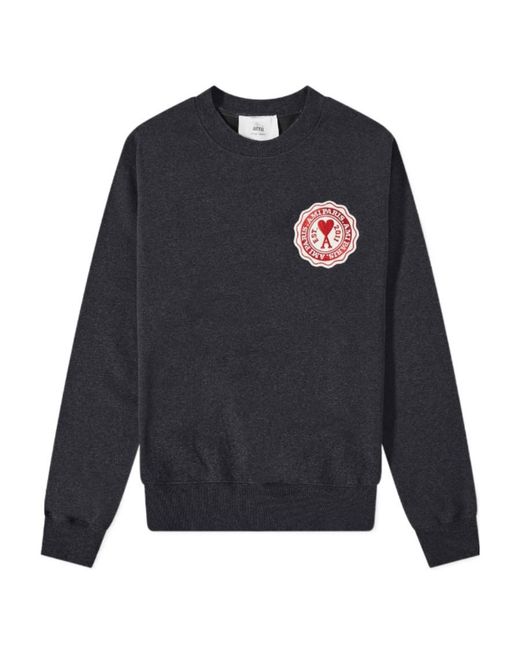 AMI Blue Ami Ami De Coeur Logo Patch Crewneck Sweatshirt for men