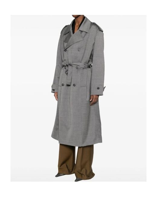 Frankie Shop Gray Double-Breasted Trench Coat