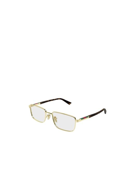 Gucci White Eyewear Rectangular Frame Glasses for men