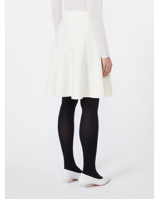 Max Mara White Ubalda Flared Knitted Skirt