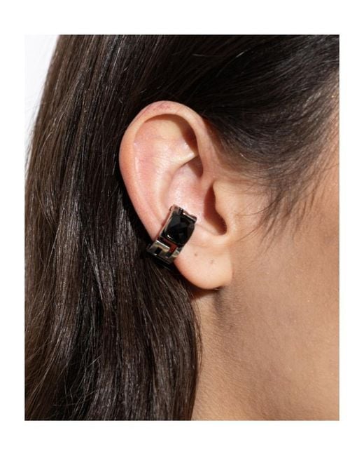 Versace Black Greca Stone-Embellished Ear Cuff