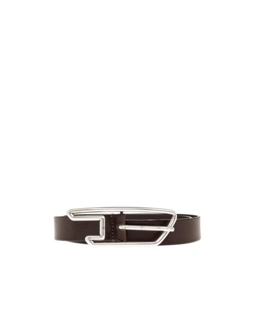 DIESEL White B-D Line Leather Belt for men