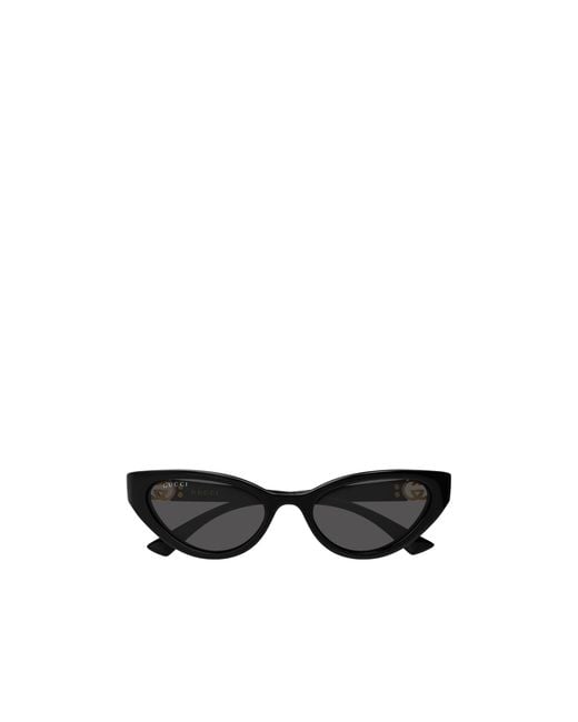Gucci White Emblem Cat-Eye Sunglasses