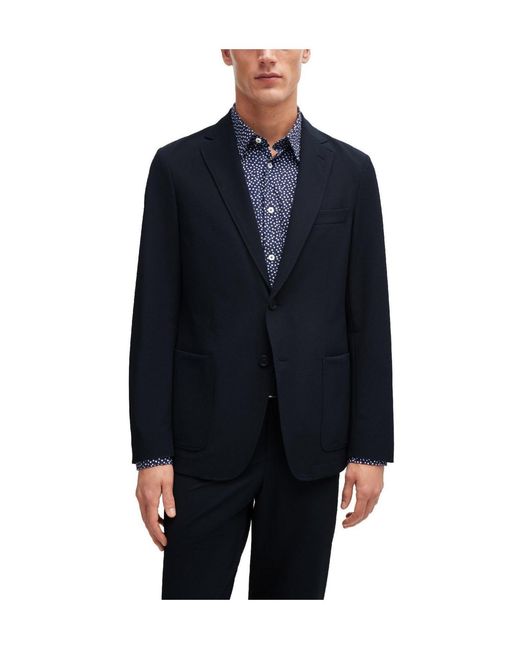 Boss Blue Single-Breasted Blazer for men