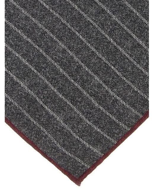 Brunello Cucinelli Gray Striped Pocket Square for men