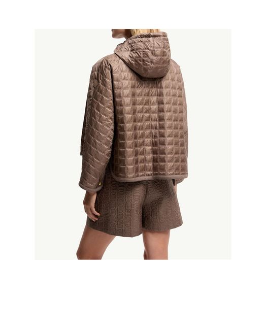 Moncler Brown Hooded Square-Quilted Padded Cape
