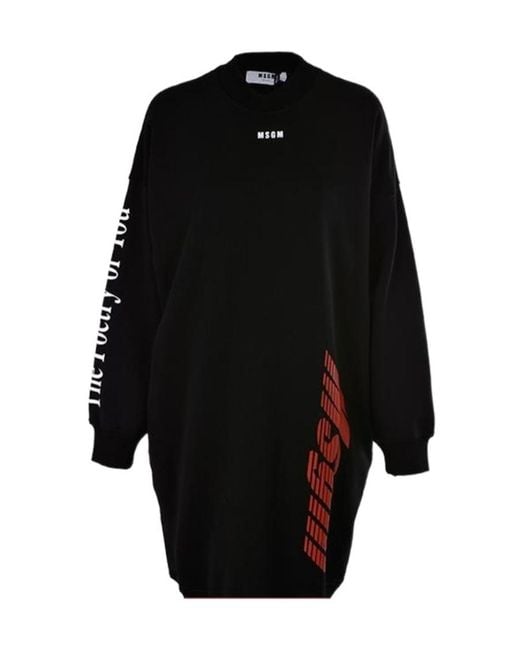 MSGM Black Long-Sleeved Knee-Length Sweater