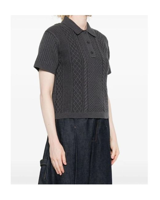 J.W. Anderson Black Cable-Knit Polo-Neck Polo Top