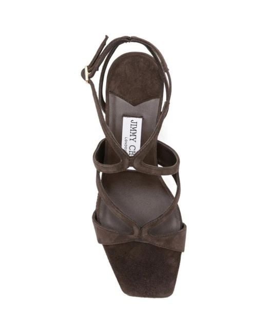 Jimmy Choo Brown Square-Toe High-Heeled Sandals