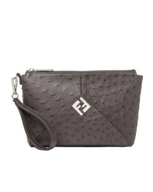 Fendi Gray Lui Clutch for men