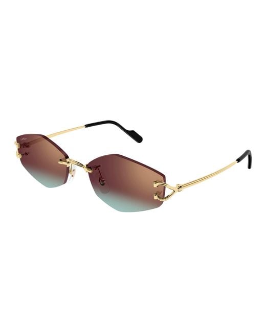 Cartier Brown Rimless Irregular Sunglasses for men