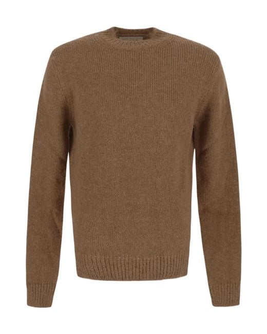 Jil Sander Brown Crewneck Ribbed Hem Jumper for men