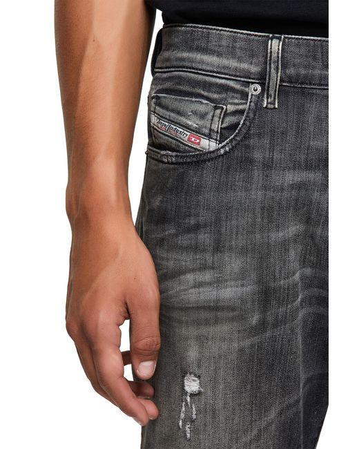 DIESEL Gray Faded Straight-Leg Jeans for men