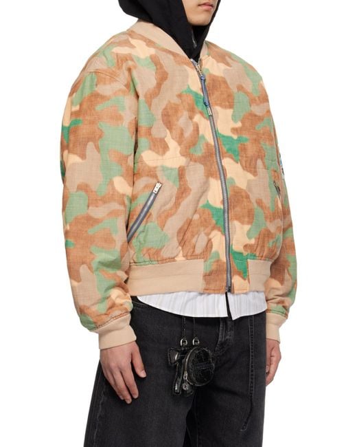 Acne White Camouflage Printed Zip-Up Bomber Jacket for men