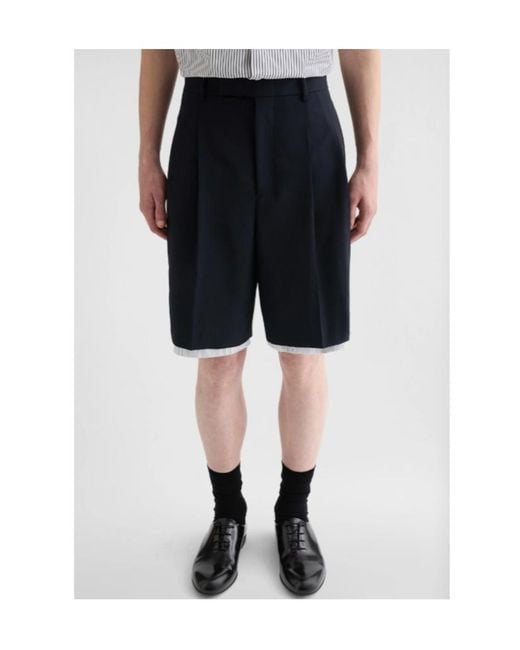 Jil Sander Blue Double-Layer Pleated Shorts for men