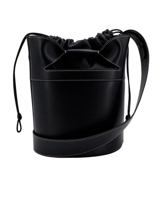 McQueen Black Logo Printed Drawstring Bucket Bag