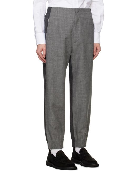 Thom Browne Gray Colour-Block Tapered Track Pants for men