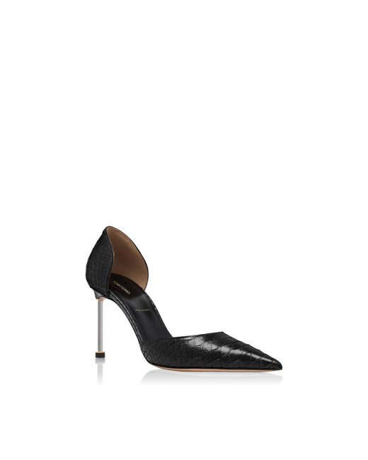 Tom Ford Black Semi Shiny Printed Python Spire D'Orsay Pump