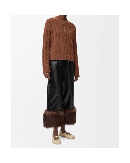 Loewe Brown V-Neck Knitted Jumper