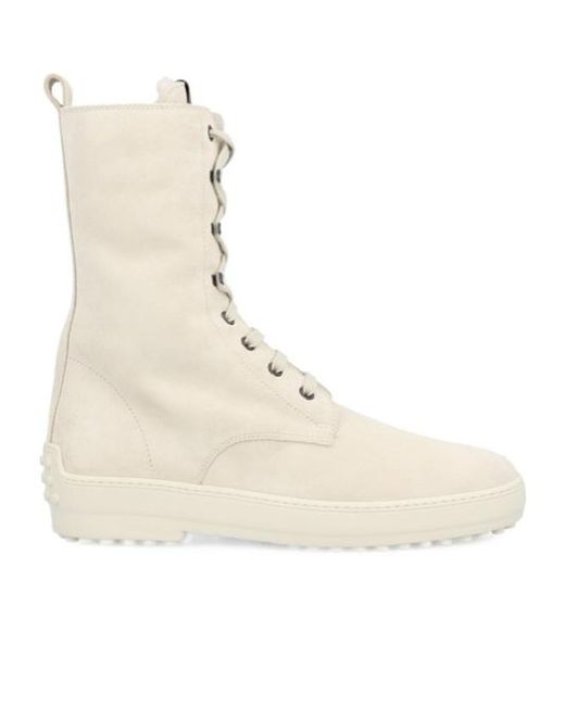 Tod's Natural Suede Lace-Up Boots