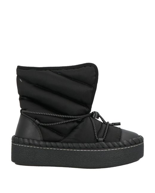 Tory Burch Black Fleece-Lined Thick-Soled Leather Boots