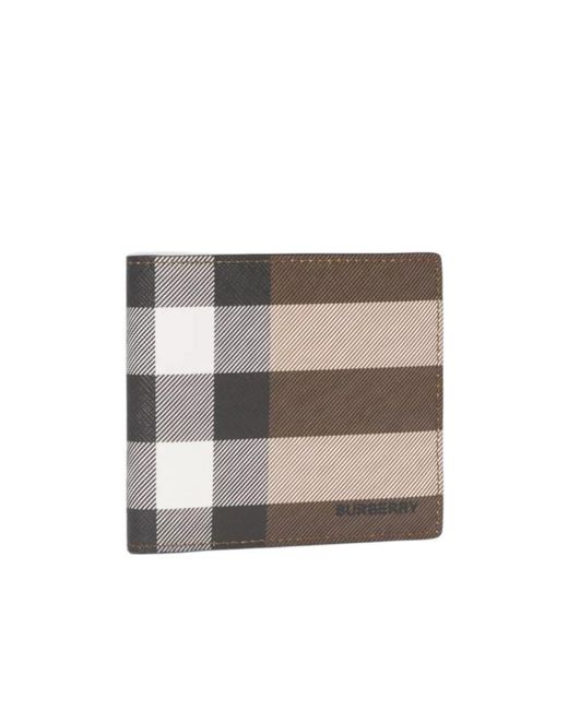 Burberry Gray Checked Bi-Fold Wallet for men