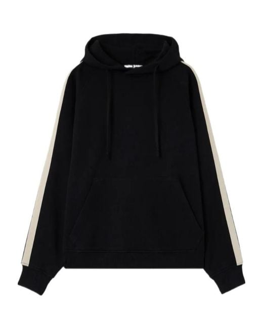 Palm Angels Black Back Curved Logo Track Hoodie for men