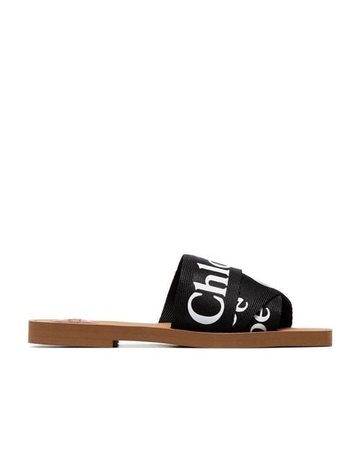 Chloé Black Chloé Logo Printed Slip-On Sandals