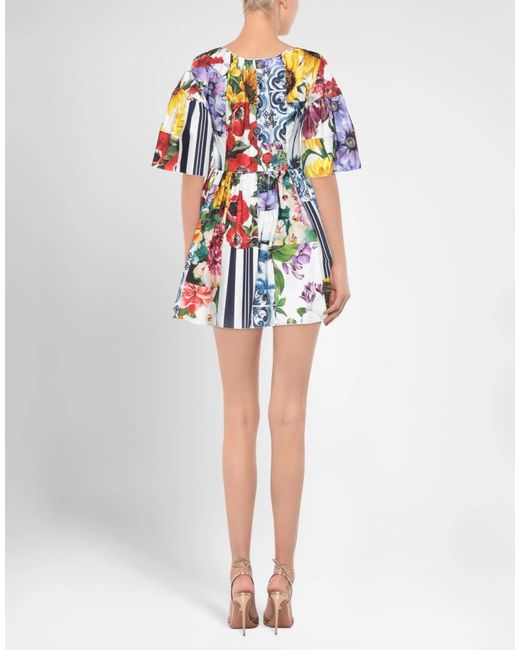 Dolce & Gabbana Blue Floral Short Sleeve Dress