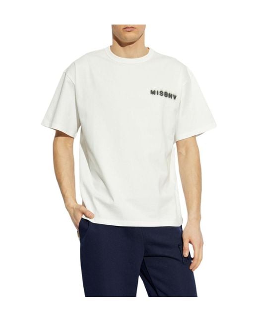 M I S B H V White Logo-Printed Crewneck T-Shirt for men
