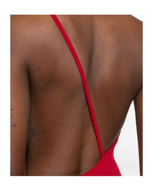 Solace London Red London Alexandra One-Shoulder Maxi Dress