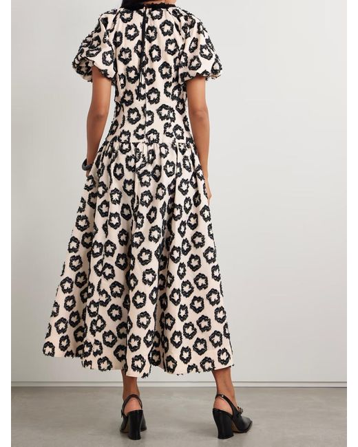 Ulla Johnson White Border Embellishment Pleated Embroidery Jacquard Dress