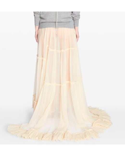 Dries Van Noten Natural Asymmetric Hem Ruffled Skirt