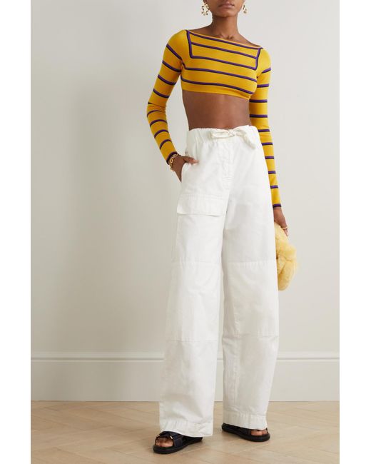 Emilio Pucci Yellow Stripe-Jacquard Wool Cropped Top