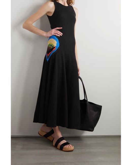 Gabriela Hearst Black Alia Crocheted Trim Maxi Dress