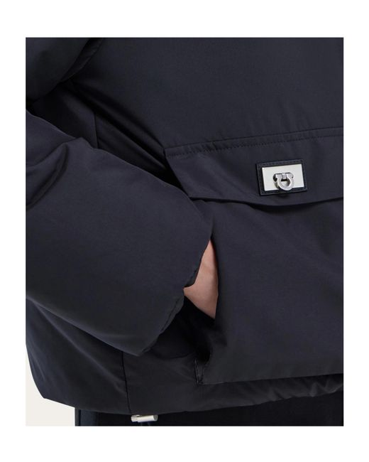 Ferragamo Blue Ferragamo Zip-Up Hooded Padded Jacket