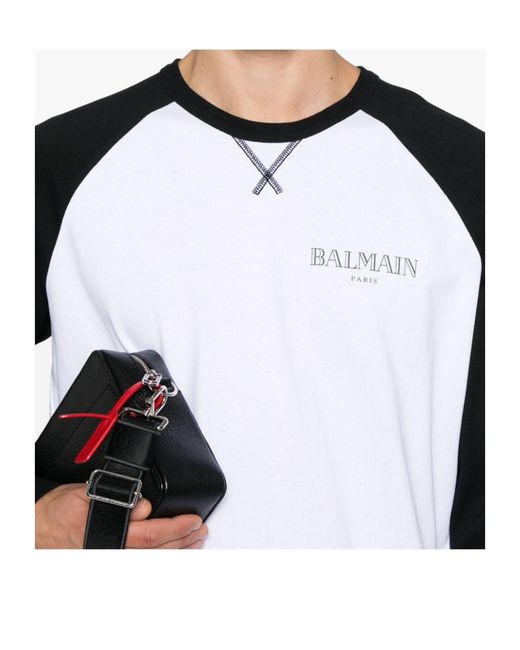 Balmain Black Logo Printed Long-Sleeve T-Shirt for men