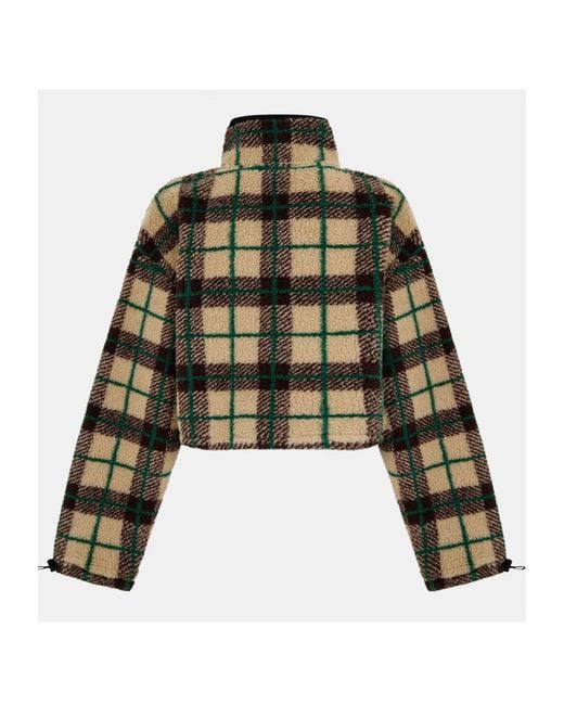 Miu Miu Green Checked Teddy Bear Jacket