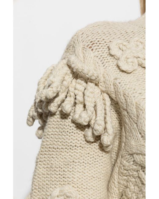 Isabel Marant White Crewneck Fringed Jumper