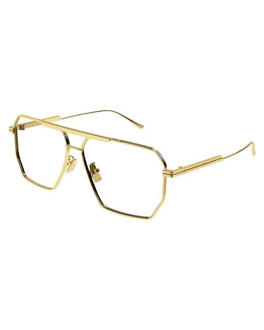 Bottega Veneta White Eyewear Pilot Frame Sunglasses