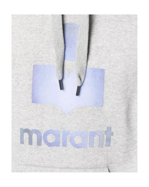 Isabel Marant Gray Logo Printed Drawstring Hoodie for men