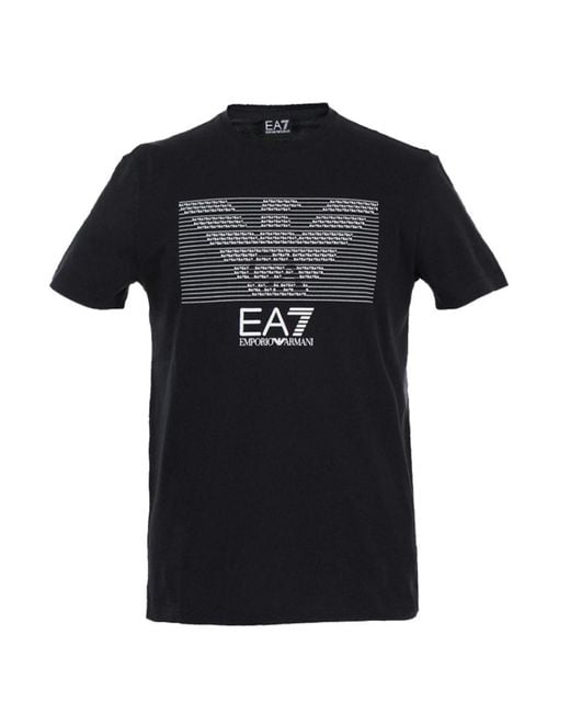 EA7 Black Round-Necked Logo T-Shirt for men