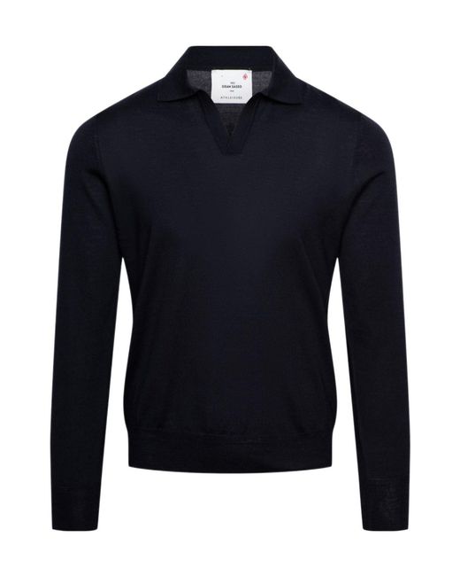 Gran Sasso Blue Long-Sleeved Polo Shirt for men