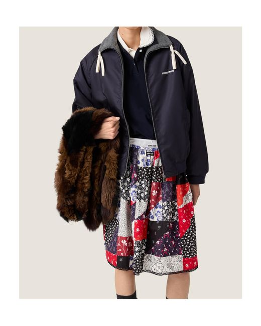 Miu Miu Blue Reversible Bomber Jacket