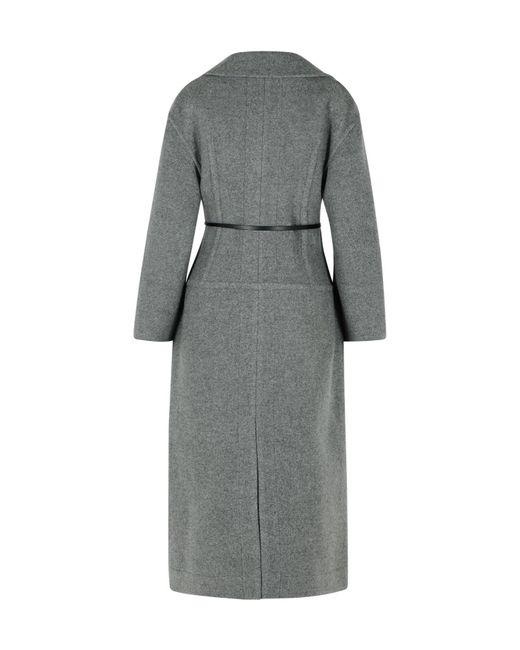 Jil Sander Gray Single-Breasted Belted Coat