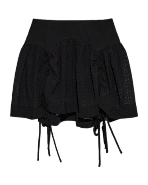 AllSaints Black Tie-Up Detail Midi Skirt