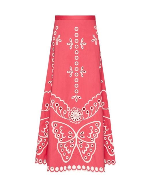 RED Valentino Pink Sangallo Embroidered Detail Skirt