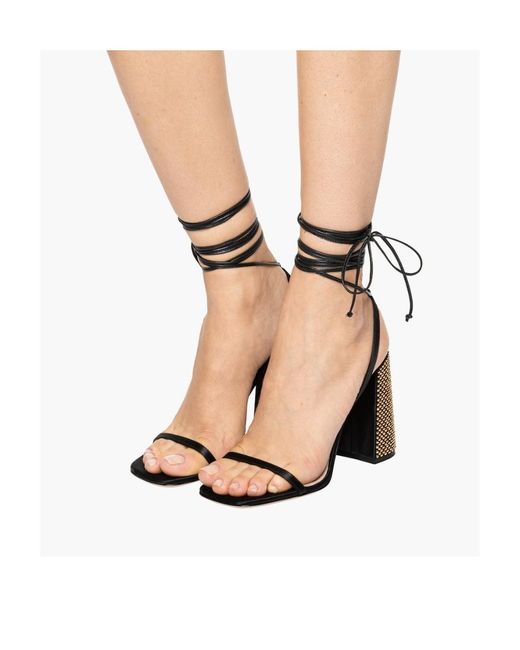 Miu Miu Black Ankle Tie-Fastening Embellished Sandals
